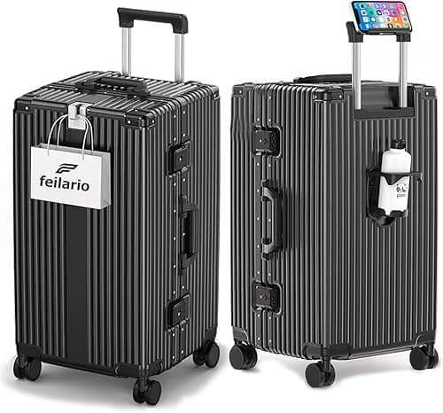 feilario Aluminum Frame Hardside PC Carry on Luggage - Wide Handle Double Spinner Wheels Suitcase Built-in TSA Lock & Cup Holder - 20in/24in on Amazon.ae - Price Tracker