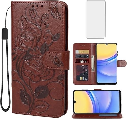 Case for Galaxy A26/Galaxy A17/Galaxy A16/F17/M17 SM-A266U Wallet Case with Screen Protector, Flower Leather Flip Credit Card Holder Stand Phone Cover for Samsung Galaxy A16 Brown on Amazon.ae - Price Tracker