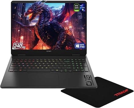 HP OMEN 16 Slim Gaming Laptop, Intel Ultra 9-285H, 64 GB DDR5 RAM, 4 TB PCIe SSD, 16" WQXGA (2560x1600) 240Hz, Nvidia G-Force RTX 5070, RGB Backlit Keyboard, W11 Pro, Shadow Black + Traix Mousepad on Amazon.ae - Price Tracker