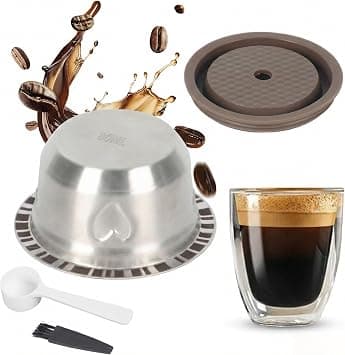 Heart Design 80ml/2.7oz Double Espresso Size - Stainless Steel Reusable Pods for Nespresso Vertuo Pop & Next - Silicone Lid Kit Compatible & Cute Coffee Gift on Amazon.ae - Price Tracker