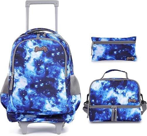 seastig Rolling Backpack 18in Double Handle Backpack Kids Wheeled Backpack Roller Backpack with Lunch Bag Set Girls Boys on Amazon.ae - Price Tracker