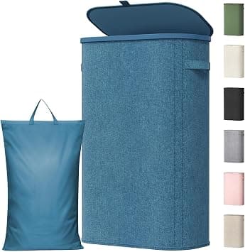 Lifewit Slim Laundry Basket with Lid and Removable Bag, 65L, Dark Blue on Amazon.ae - Price Tracker