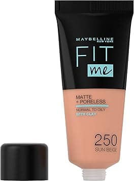 Fit Me Foundation, Matte & Poreless, Full Coverage Blendable Normal to Oily Skin, 250 Sun Beige 30ml on Amazon.ae - Price Tracker
