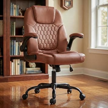 DROGO Aurum Ergonomic Office Chair for Work from Home | Computer Study Chair with Flip-up Armrests | PU Leather Executive Boss Chair with Recline, Heavy Duty Footrest & Lumbar Support (Brown) على Amazon.ae - متتبع الأسعار
