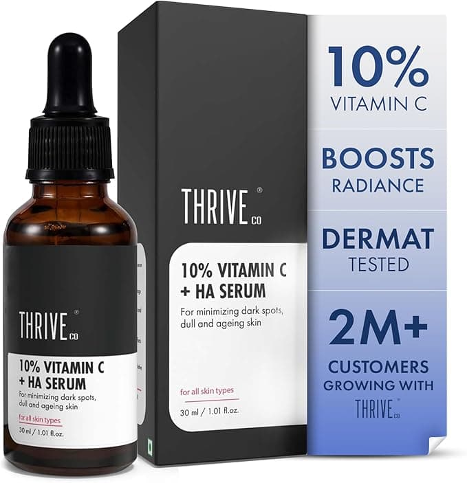 ThriveCo 10% Vitamin C Serum For Face With Hyaluronic Acid | Gives Instant Brightening Effect & Glowing Skin | For Men & Women | All Skin Types | Non-Sticky, Vegan, Fragrance & Cruelty-Free | 30ml on Amazon.ae - Price Tracker