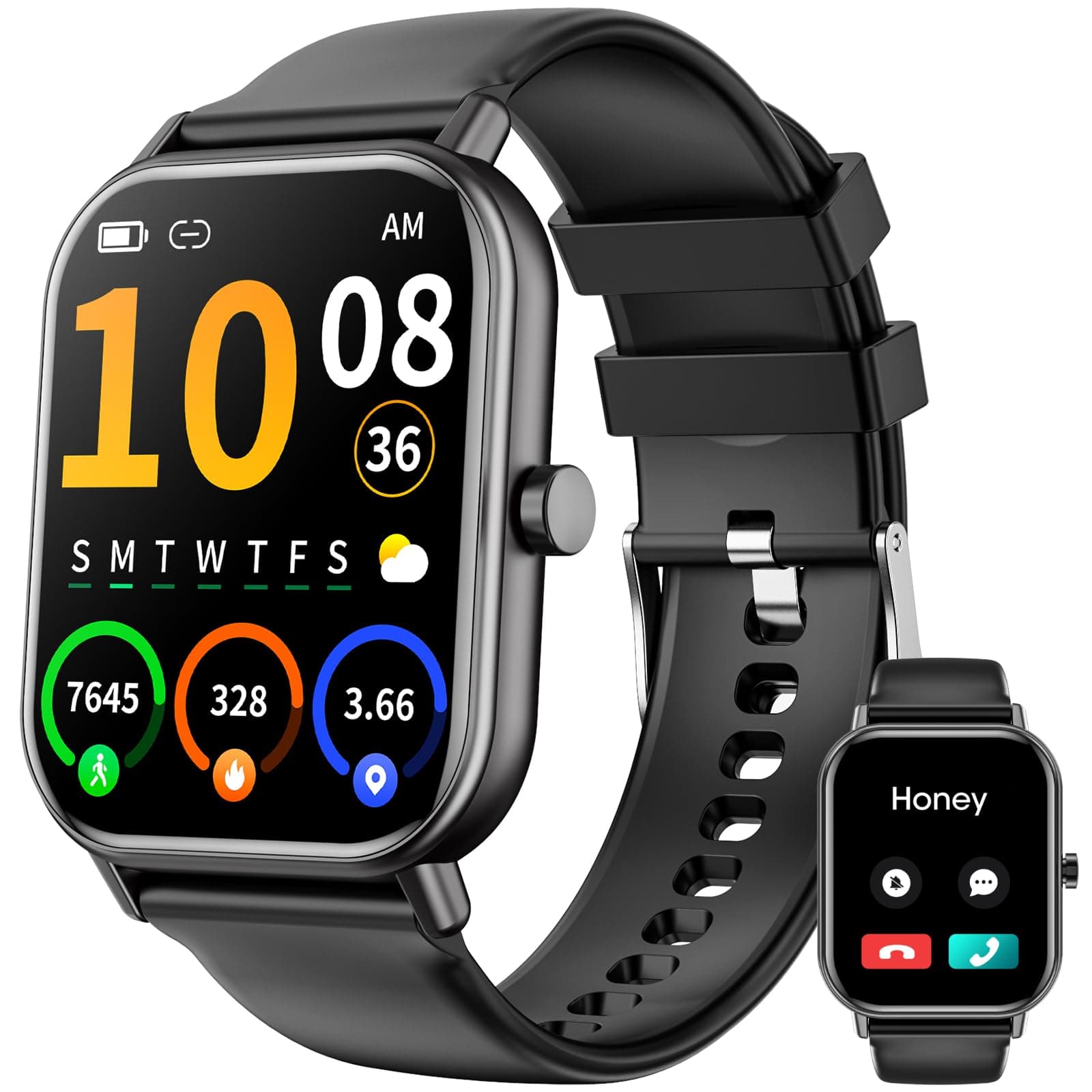 Smart Watch for Women Men, 1.85" HD Fitness Tracker with Bluetooth Call for Android iOS, 100+ Sport Modes, IP68 Waterproof, 24/7 Heart Rate/SpO2/Sleep/Stress Monitor(Black,1.85) on Amazon.ae - Price Tracker
