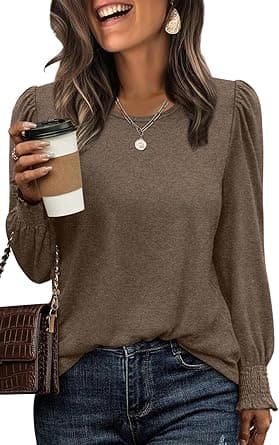 XIEERDUO Blouses for Women Dressy Casual Long Sleeve Shirts Fashion Clothing Puff Sleeve Tunic Tops with Smocked Cuffs on Amazon.ae - Price Tracker