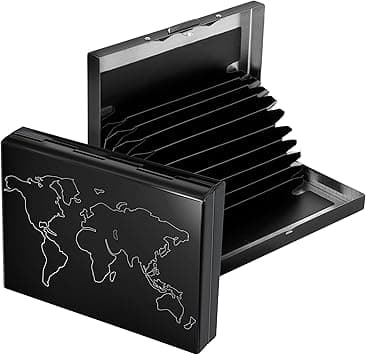 Storite 10 Slot RFID Metal Credit Debit ATM Card Holder Case Wallet for Men Women (Black Laser Print, 10 x 1.5 x 7.5cm) on Amazon.ae - Price Tracker