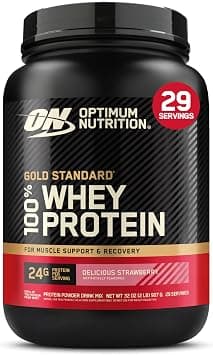 Optimum Nutrition (ON) Gold Standard 100% Whey Protein Powder Primary Source Isolate, 24 Grams of Protein for Muscle Support and Recovery - Delicious Strawberry, 2 Lbs, 29 Servings (907 Grams) on Amazon.ae - Price Tracker