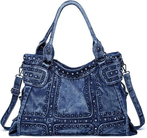denim handbags for women blue denim shoulder tote bag on Amazon.ae - Price Tracker