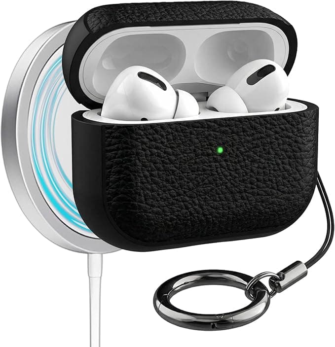 AirPods Pro 3 Case, Leather-Texture TPU Shockproof Protective Cover with Detachable Keychain and Wrist Strap, Front LED Visible for AirPods Pro 3nd Generation – Black on Amazon.ae - Price Tracker