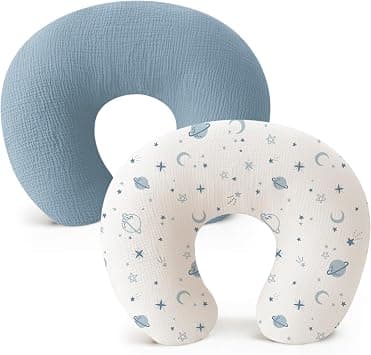 Konssy 2-Pack Muslin Nursing Pillow Covers, Soft & Adorable Nursing Covers for Breastfeeding Pillows, Slipcovers for Newborn Boys & Girls(Blue, Star) on Amazon.ae - Price Tracker