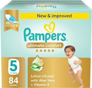 Pampers Ultimate Comfort, Size 5, 11-16 kg, Giant Saving Box, 84 Diapers - متتبع أسعار Amazon.sa