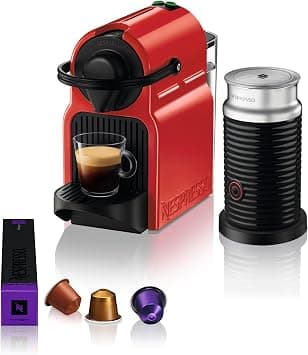 Nespresso Inissia C40 Espresso Capsule Coffee Machine, With Aeroccino 3 Milk Frother for Cappuccino & Latte, 0.7 L, 19 Bar Pressure, Red - Amazon.sa Price Tracker
