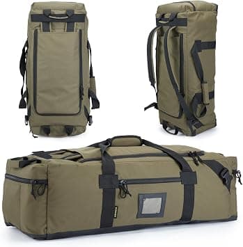 VEAGIA Large 85l Duffel Bag For Travel, Gym & Sports - Water Repellent Polyester, Hidden Straps, Shoe Compartment - Perfect Luggage Bag Or Backpack For Men & Women, Army Green, Tactical Duffle Bag on Amazon - Best Deal Finder