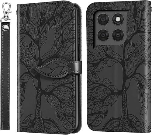 Case for Motorola Moto G77/G67 5G Tree Embossed PU Leather Case Magnetic Closure Wallet Flip Case for Motorola Moto G77/G67 5G Black على Amazon.ae - متتبع الأسعار