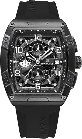 NAVIFORCE NF8052 Luminous Hollow Dial Barrel-Shaped Silicon Strap Sports Watch on Amazon.ae - Price Tracker