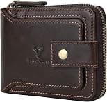 MING CLAN Zipper Wallet Men RFID Blocking Leather Bifold Wallets For Men - Flap ID Window Zip Coin Pocket Mens Zipper Wallets - Big Capacity - Amazon.ae Price Tracker