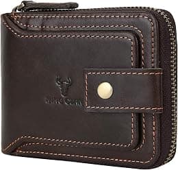 MING CLAN Zipper Wallet Men RFID Blocking Leather Bifold Wallets For Men - Flap ID Window Zip Coin Pocket Mens Zipper Wallets - Big Capacity - Amazon.ae Price Tracker