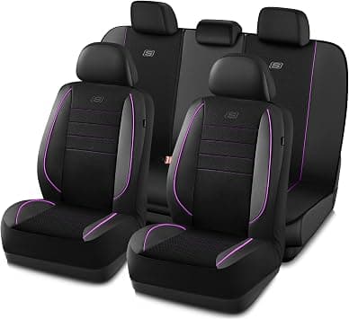 Skechers Air-Cooled Memory Foam Seat Covers,Mesh Thick Car Seat Covers,Piping Leather Car Seat Cover,Airbag Compatible,Automotive Comfort for Most Cars, Vans, Trucks, SUV(Purple, Full Set) على Amazon.ae - متتبع الأسعار