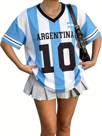 2026 Soccer Cup Shirt Women Oversized Mexico Brazil Shirts Funny Argentina Soccer Jerseys Spain V Neck T Shirts on Amazon.ae - Price Tracker