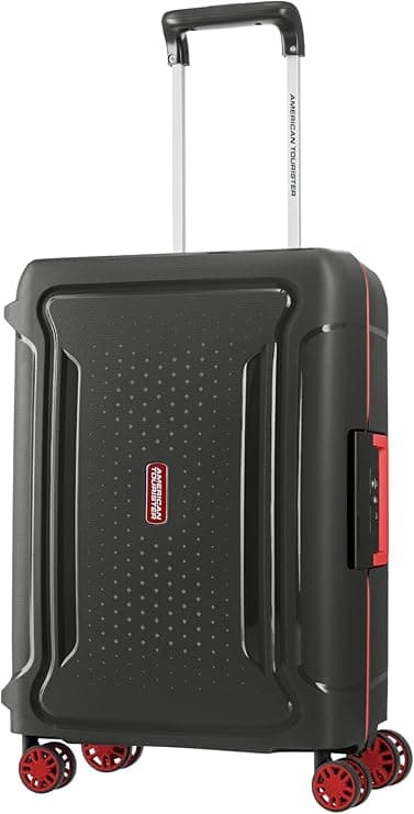 American Tourister Tribus Suitcase, 55 cm / 20 inch, 4 Spinner Wheels, Hard Top, PP Dark Grey|Address Tag|TSA Lock|Scratch Resistant Texture|3-Point Locking System - 3 Years Global Warranty on Amazon.ae - Price Tracker