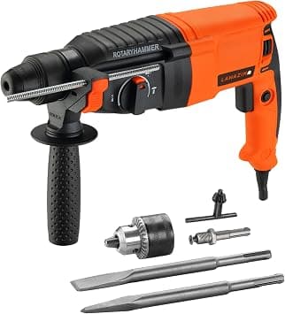 Lawazim Rotary Hammer Drill -26MM 800W- Precision Industrial High-Power Corded Percussion Demolition Drill with Chisel Function for Remodeling Construction on Wood Metal Stone Concrete and Masonry - Amazon.sa Price Tracker