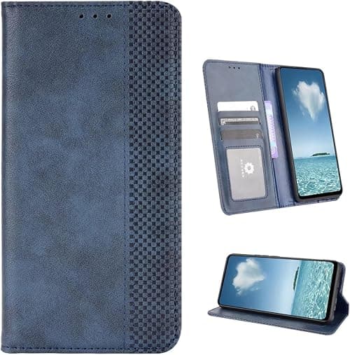 COQUE Motorola Moto G77 5G Case,Vintage Stripe Magnetic Buckle Card Slot Wallet Case,Flip Phone Cover for Motorola Moto G77 5G-Blue على Amazon.ae - متتبع الأسعار