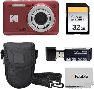 KODAK PIXPRO FZ55 16MP Digital Point & Shoot Camera, 5X Optical Zoom, 28mm Wide Angle, 1080P Full HD Video, Bundle with 32GB SD Card, Protective Case, and Hi-Speed Card Reader (Red) on Amazon.ae - Price Tracker