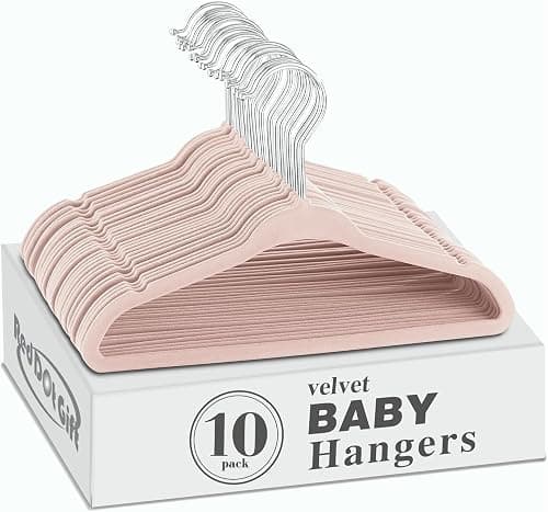 Red Dot Gift® 10-Pack Baby Velvet Hangers - Nursery Clothes Hangers Non Slip Toddler Hangers, 360 Chrome Swivel Hook (Pink, 28 cm) on Amazon.ae - Price Tracker
