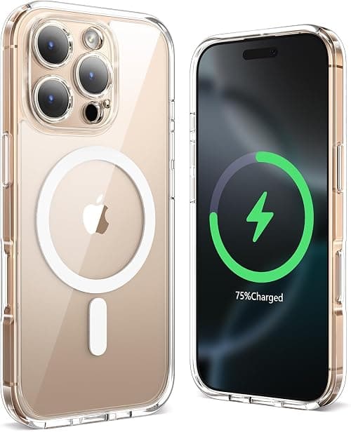 SURPHY Magnetic Silicone for iPhone 16 Pro Case, Compatible with MagSafe, Camera Protective and Soft Microfiber Lining Shockproof Phone Case Cover 6.3 inch 2024 (Clear) على Amazon.ae - متتبع الأسعار