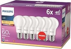 PHILIPS LED E27 Frosted Light Bulbs, 8 W (60 W) - Warm White, Pack of 6 - متتبع أسعار Amazon.sa
