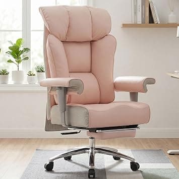 Efomao Executive Office Chair for Big and Tall (200kg Capacity) - 57cm Wide Seat & 15cm Ultra-Thick Cushion - Reclining Computer Desk Chair with Footrest, Height Adjustable Arms, Pink on Amazon.ae - Price Tracker