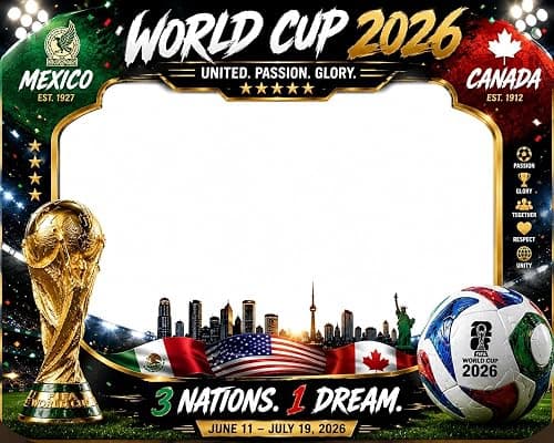 ARS® FIFA World Cup 2026 Football Photo Frame – Premium Framed Wall Art Featuring USA, Canada & Mexico Tournament Theme, Soccer Championship Decor for Home, Office & Sports Fans على Amazon.ae - متتبع الأسعار