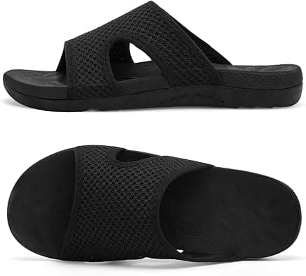 L-RUN Womens Slide Sandals Breathable Slip on Plantar Fasciitis Slippers Arch Support Sandals Ladies Yoga Mat Thick Cushion Slipper Slides for Indoor Outdoor على Amazon.ae - متتبع الأسعار