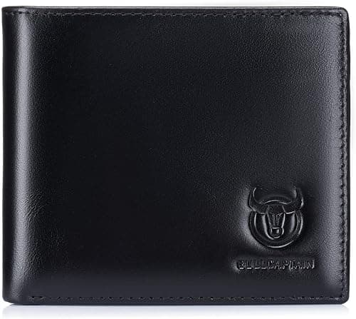 BULLCAPTAIN RFID Wallets for Men Slim Bifold Genuine Leather Front Pocket Wallet with 2 ID Windows QB-05 on Amazon - Best Deal Finder