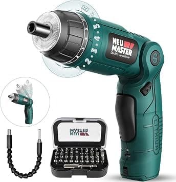NEU MASTER Cordless Screwdriver, 4V Electric Screwdriver Rechargeable Power Screwdriver With Pivoting Handle, Front And Rear LED light, 32pcs Bits, 6+1 Torque Setting, 2000 mAh Battery Screwdriver on Amazon.ae - Price Tracker