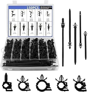 150pcs Wire Loom Clips Car Automotive Harness Routing Clips Assortment Kits for Cars Boat Trailer UTV Jeep Wrangler Engine Bay Self Locking Straps,Universal على Amazon.ae - متتبع الأسعار