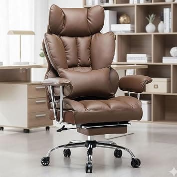 Efomao Big and Tall Office Chair 400lbs – PU Leather Executive Desk Chair with Lumbar Support & Leg Rest, Heavy-Duty Computer Chairs for Home Office, Brown on Amazon.ae - Price Tracker