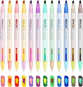 Double Tip Highlighters 12PCS, 24 Vibrant Colors Color Changing Markers, with Chisel & Bullet Tips, Dual Tip Highlighters, for Kids, Bible Study, Adult Coloring, School, Office Supplies على Amazon.ae - متتبع الأسعار