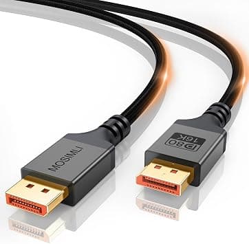 80Gbps Displayport Cable 2.1 6FT, 16K@60Hz/8K@240Hz/4K@480Hz, Braided DP 2.1 Cable Support HDR10+, HDCP, G-Sync, FreeSync, DSC 1.2a, for Computer, OLED Gaming Monitor, RTX 5090/5080 Graphics على Amazon.ae - متتبع الأسعار