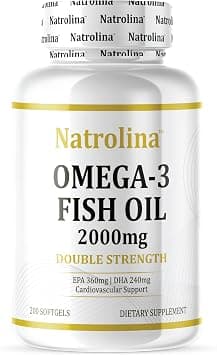 Natrolina Omega 3 Fish Oil 2000 mg 360 EPA 240 DHA Double Strength 200 Softgels | Supports Cardiovascular, Heart, Eye & Brain Health | Omega 3 Fatty Acid Supplement for Men Women (100 Days Supply) - Amazon.ae Price Tracker