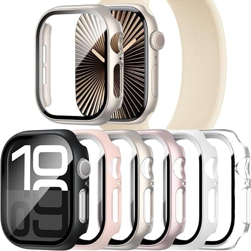 6 Pack Case with Tempered Glass Screen Protector Compatible with Apple Watch Series 10 42mm, Ultra-Thin Full Protective Face Cover Hard PC Bumper Case for iWatch 42mm Accessories على Amazon.ae - متتبع الأسعار