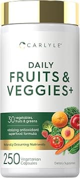 Carlyle Fruits and Veggies Supplement | 250 Capsules | Made with 32 Fruits and Vegetables | Vegetarian, Non-GMO, Gluten Free Superfood Formula on Amazon.ae - Price Tracker