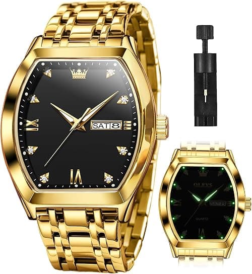 Men Watches Luxury Business Diamond Analog Quartz Watches for Men with Date Two Tone Stainless Steel Waterproof Luminous Dress Wrist Watches on Amazon.ae - Price Tracker