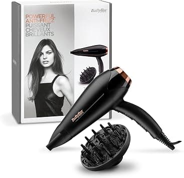BaByliss Hair Dryer, 2200W, 2 Speed Setting, 3 Heat, Ionic Frizz Control, Tourmaline Ceramic Technology, Slim Concentrator Nozzle, Removable Filter, D570DSDE, Black - متتبع أسعار Amazon.sa