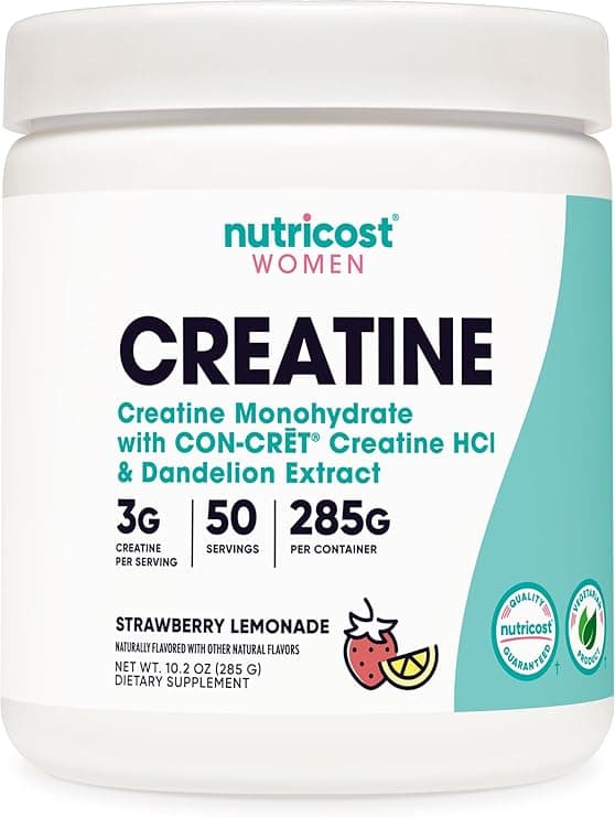 Nutricost Creatine Monohydrate Powder for Women, Micronized, Strawberry Lemonade, 50 Servings - Vegetarian, Non-GMO, Gluten Free on Amazon.ae - Price Tracker