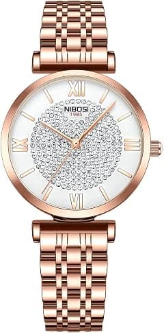 NIBOSI Women's Watch Analog Quartz Rose Gold Diamond Wrist Watch for Ladies Stylish Stainless Steel Watch Girl Gift - Amazon.sa Price Tracker