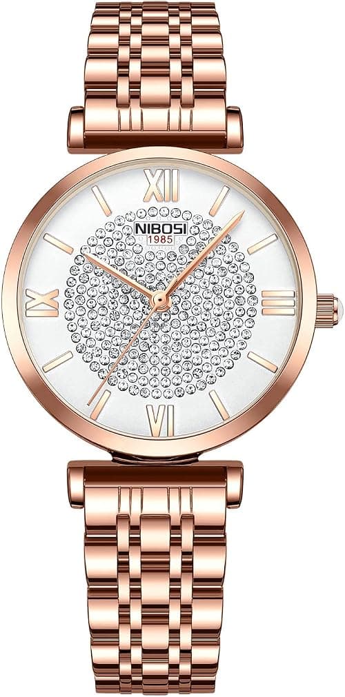 NIBOSI Women's Watch Analog Quartz Rose Gold Diamond Wrist Watch for Ladies Stylish Stainless Steel Watch Girl Gift on Amazon.sa - Price Tracker