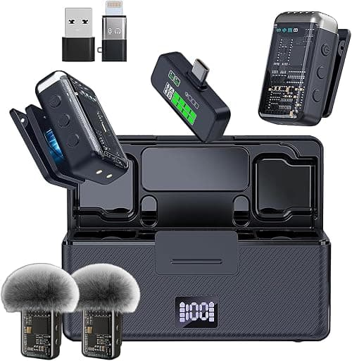 Microphone for iPhone 54Hrs Battery for Android/PC/iPad, mini Microphone Noise Cancelling Wireless Lavalier Microphones for Video Recording Lapel Mic Clip on Mic for Podcast على Amazon.ae - متتبع الأسعار